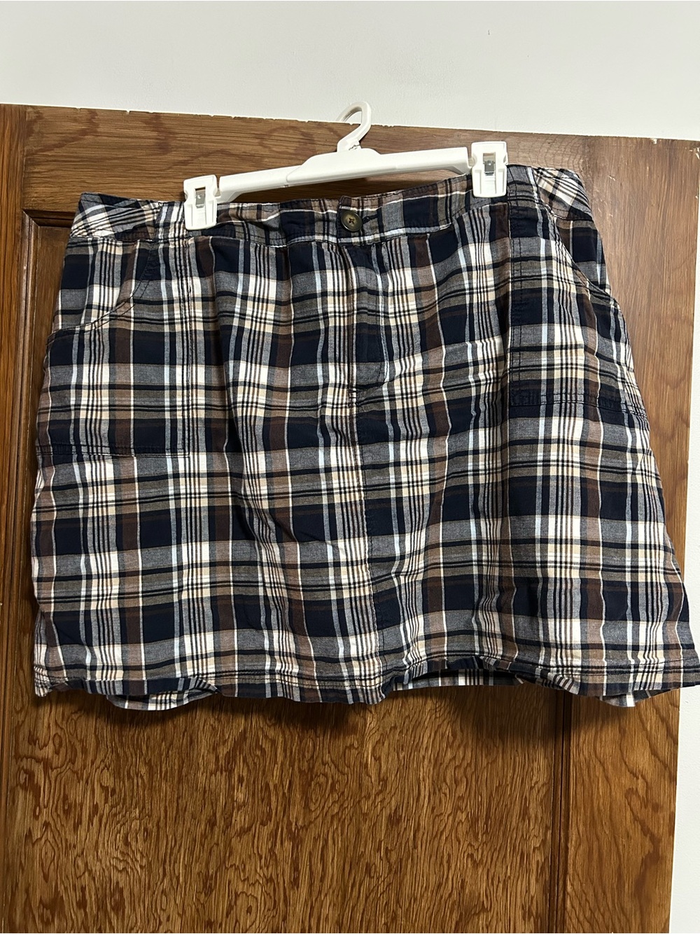 St. John’s Bay Brown & Navy Plaid Skort